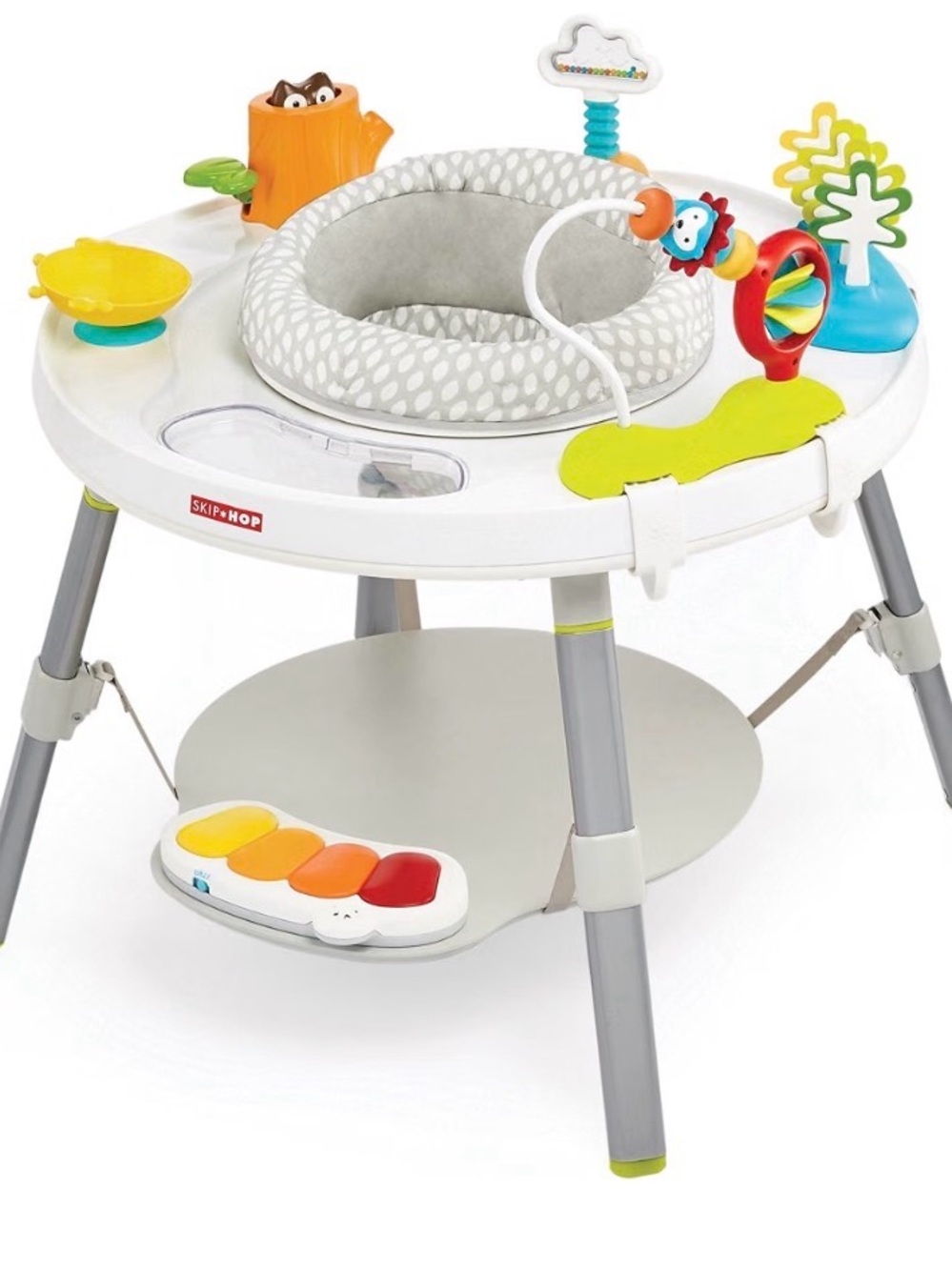Skip Hop Gray and White Activity Center with Colorful Toy Accents